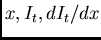 $x, I_t, dI_t/dx$