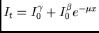 $I_t=I_0^\gamma+I_0^\beta e^{-\mu x}$
